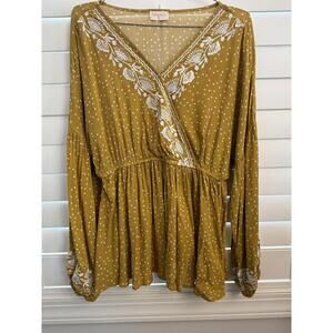 Hailey & Co. embroidered floral peplum blouse size Large